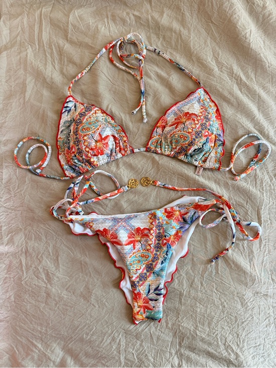 Luli Fama Other - Luli Fama Floral Multicolor Triangle Bikini